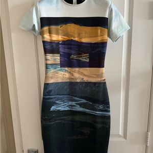 Alexander McQueen Blue and Gold Mini Dress